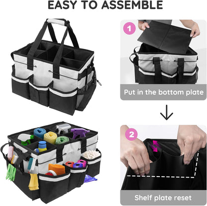 ZKOO Cleaning Bag Cleaning Caddy Organizer, Wearable Cleaning Caddy with Waist & Handles for Cleaning Tool Organizers, Extra-Large Cleaning Caddy Bag Adjustable Compartments for Housekeeping,Gardening