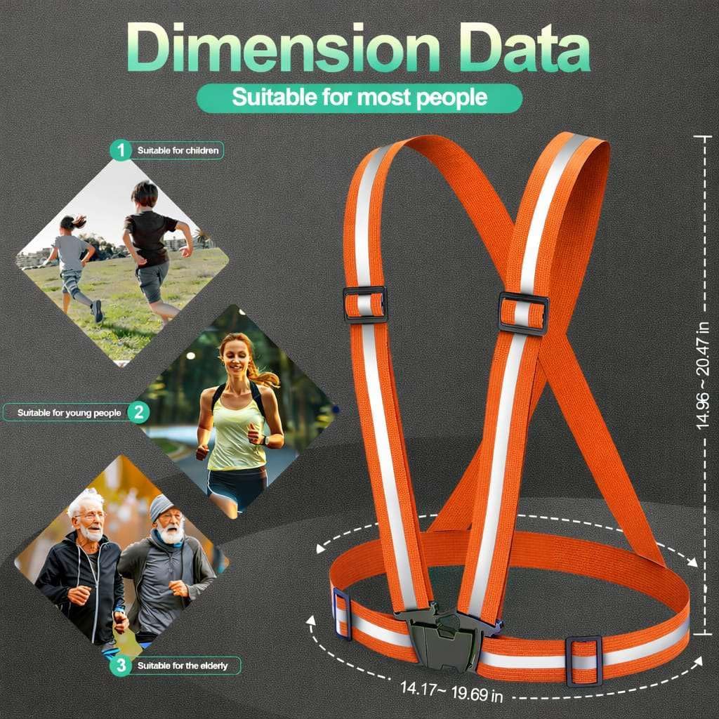 2 Packs Reflective Vest Running Gear, High Visibility Reflective Running Gear Adjustable Elastic Safety Vest for Night Jogging, Biking, Walking or Dog Walking, Running Vest for Men Women Children