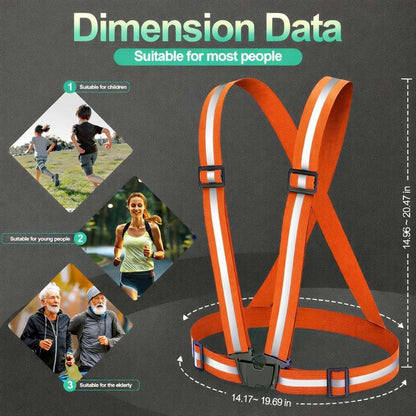 2 Packs Reflective Vest Running Gear, High Visibility Reflective Running Gear Adjustable Elastic Safety Vest for Night Jogging, Biking, Walking or Dog Walking, Running Vest for Men Women Children