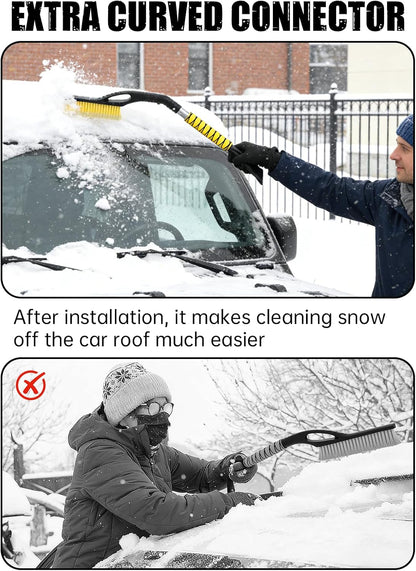 MIKKUPPA 27'' Snow Brush and Ice Scrapers for Car Windshield - Detachable Windshield Scraper, Snow Removal Tool with Curved Connector & Ergonomic Foam Grip for Cars, Trucks, SUVs (Yellow)