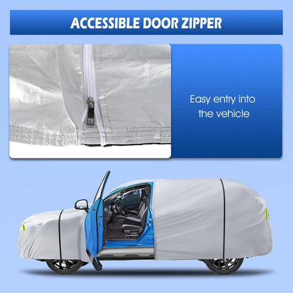 6 Layers Car Cover Waterproof All Weather for Automobiles, Size A3 with Zipper Cotton Fit for Toyota Camry, Honda Accord, Ford Mustang, Chevy Camaro/Malibu,Kia Optima/K5 (187-198 inch)