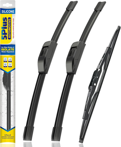 5 PLUS® Silicone Windshield Wipers Replacement for 2007-2014 Ford edge, 2007-2015 Lincoln MKX Wiper Blades(Set of 3),Automotive Replacement Windshield Wiper Blades For My Car-26"/20"/14" - Colors A