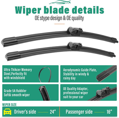 26" 16" 12" Windshield Wiper Blades Replacement for Toyota RAV4 2019 2020 2021 2022 2023 2024 2025 RAV 4 / Mazda 5 2006-2015 Premium All Weather Front Rear Wipers Set - OEM Quality (Pack of 3) - Colors D
