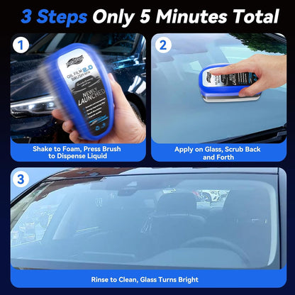 New Upgrade 3.0 Automotive Oil Film Cleaning Brush for Car Windows - Clear Vision Windshield Cleaner with Anti-Rain & Anti-Fog Coating for Improved Clarity and Safer Driving (2PCS)