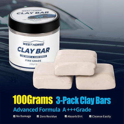 Clay Bar 3 Pack 300g(3x100g) Car Detailing Magic Clay Bars, Auto Clean Wash Bars, Deeply Cleanse The Paint Surface (Medium)