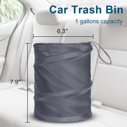 Car Trash Can, 2 Packs Mini Collapsible Pop-up Car Garbage Can, Waterproof Hanging Car Trash Bag with Velcro, Car Trash Bin, Black