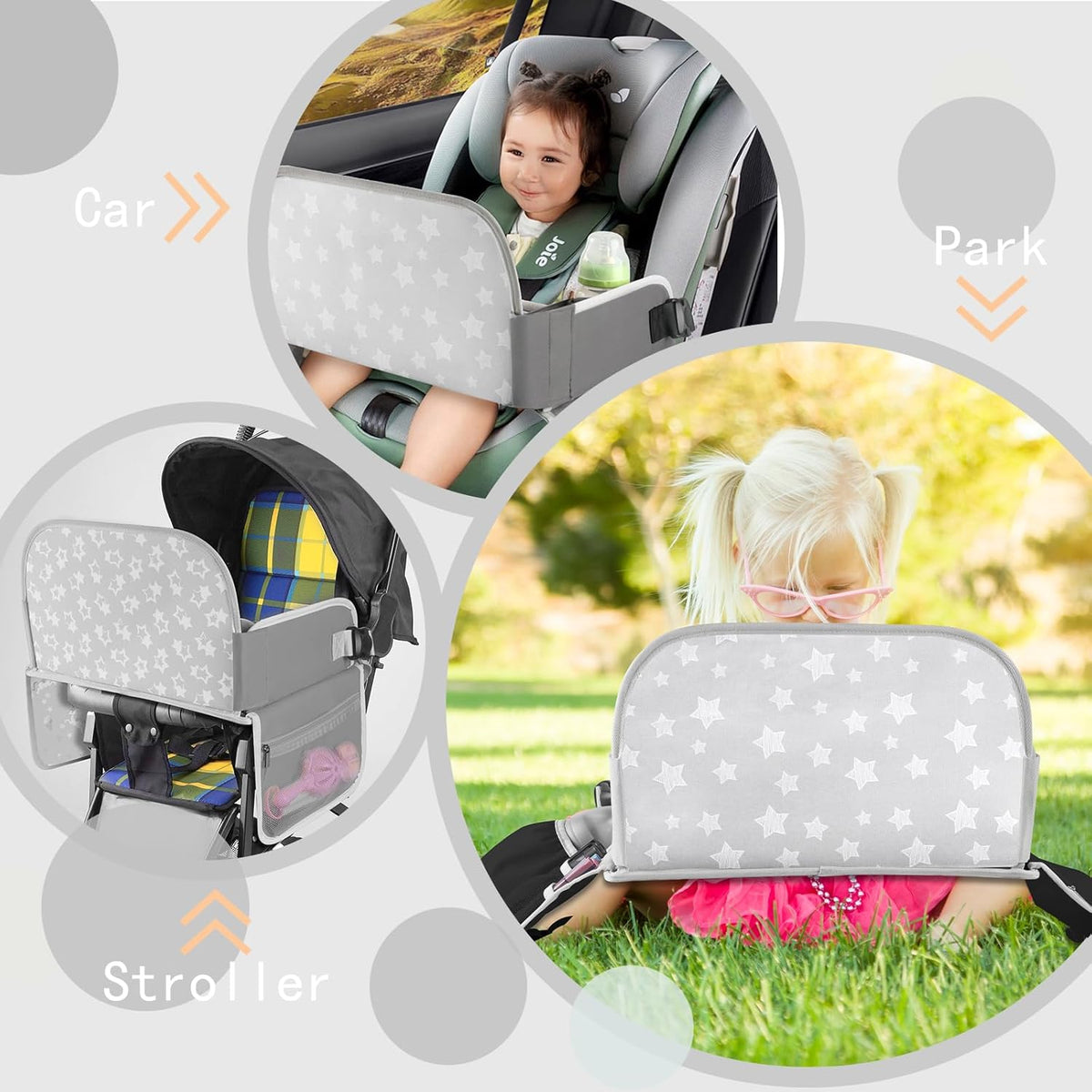 MENZOKE Kids Travel Tray for Toddler Car Seat, Road Trip Activities for Kids with iPad Holder Stand & Dry Erase Board, Road Trip Essentials Accessories Lap Tray as Travel Gifts for Kid, Pink