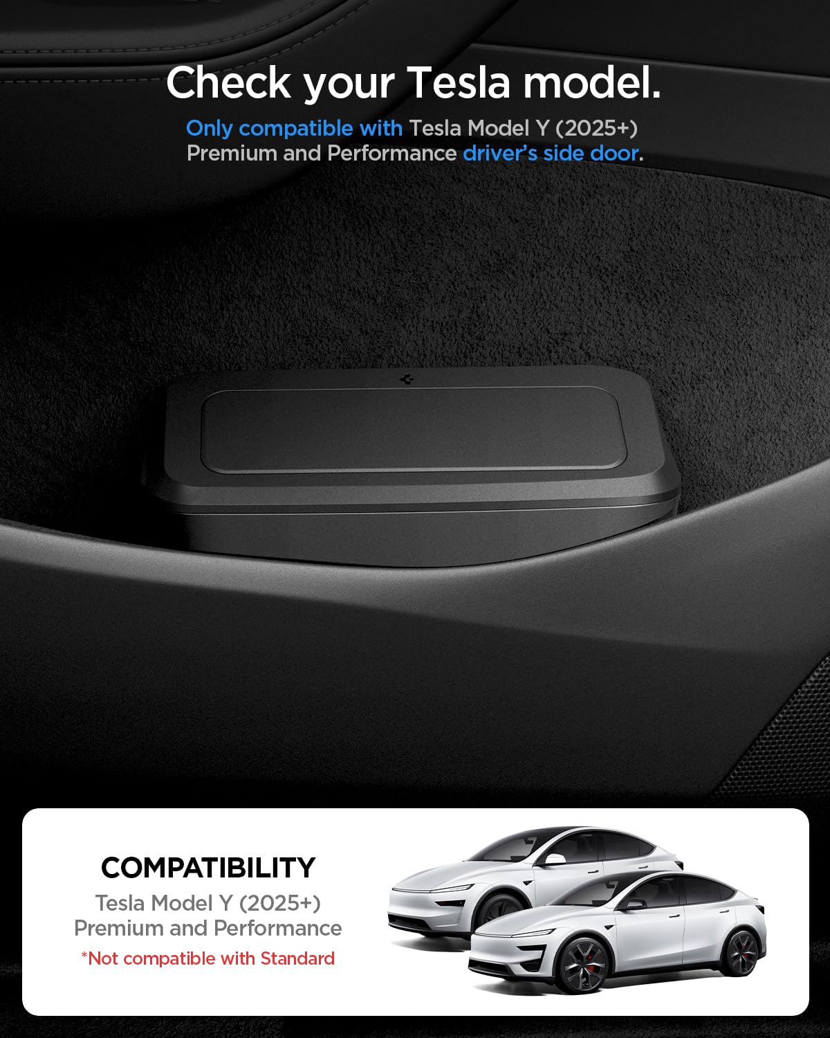 Spigen Door Pocket XL Car Trash Can [with Magnetic Lid] Waterproof Door Pocket Organizer 2025 2026 Tesla Model Y Juniper Premium & Performance Accessories - Driver Side Only