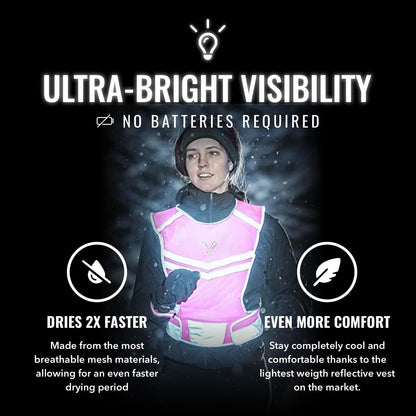 Reflective Running Vest with Pocket & 2 Bands, High-Visibility