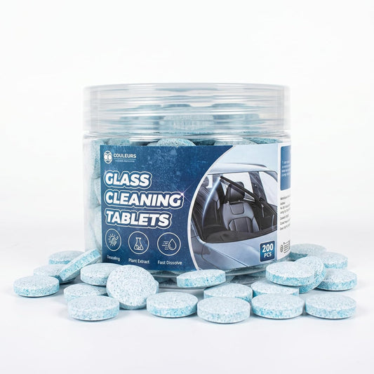 Coldcool Windshield Washer Tablets, 250-Pack Effervescent Car Glass Cleaning Tablets, Streak-Free Windshield Wiper Fluid Concentrate Replacement for All Vehicles