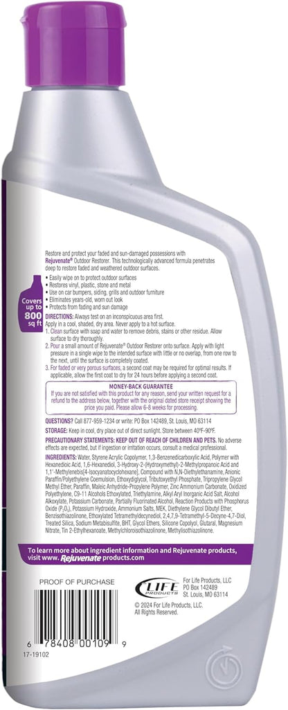 Rejuvenate Outdoor Restorer, 16 Ounces, Restores Faded and Weathered Outdoor Surfaces Such As Patio Furniture, Shutters, Siding And Grills