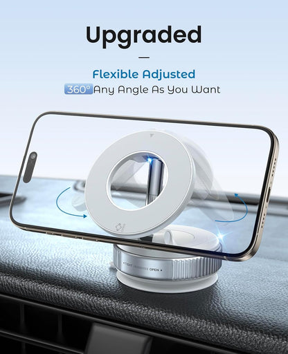 Jononser Magnetic Suction Cup Phone Mount for Magsafe, 360° Adjustable Magnetic Car Phone Holder, Pocket Size Foldable Car Mount, Cell Phone Holders for Your Car for iPhone 17 16 15 14 13 12 Series