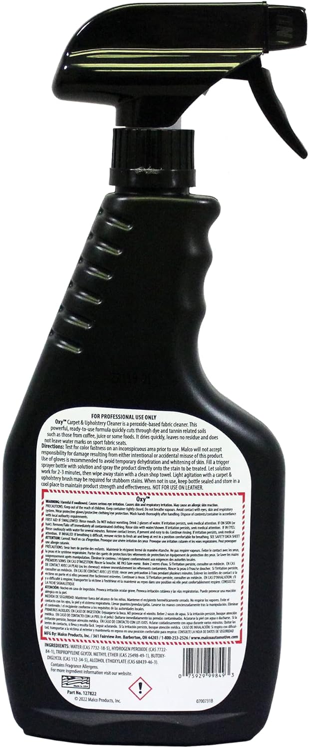 Malco OXY Carpet & Upholstery Cleaner - Stain Remover Spray for Car Interior Fabric/Cleans the Toughest Vehicle Stains/Deep Cleaning Liquid Formula / 1 Gallon (127801)