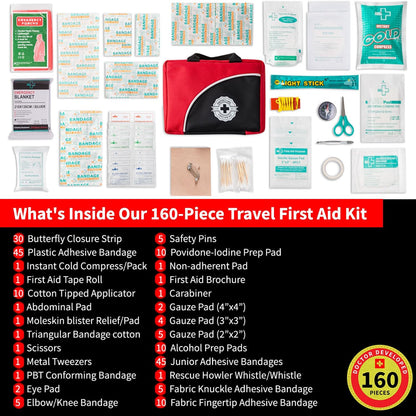 Protect Life Doctor Developed Mini First Aid Kit, 100 Piece Waterproof Emergency Kit for Car, Boat, Camping & Travel, Includes Emergency Blanket, Tourniquet & First Aid Guide