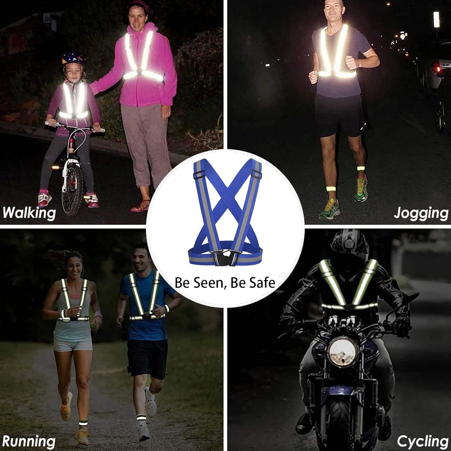 Reflective Safety Vest 2pcs - High Visibility Vest Adjustable Straps for Outdoor Jogging, Cycling, Walking and Riding