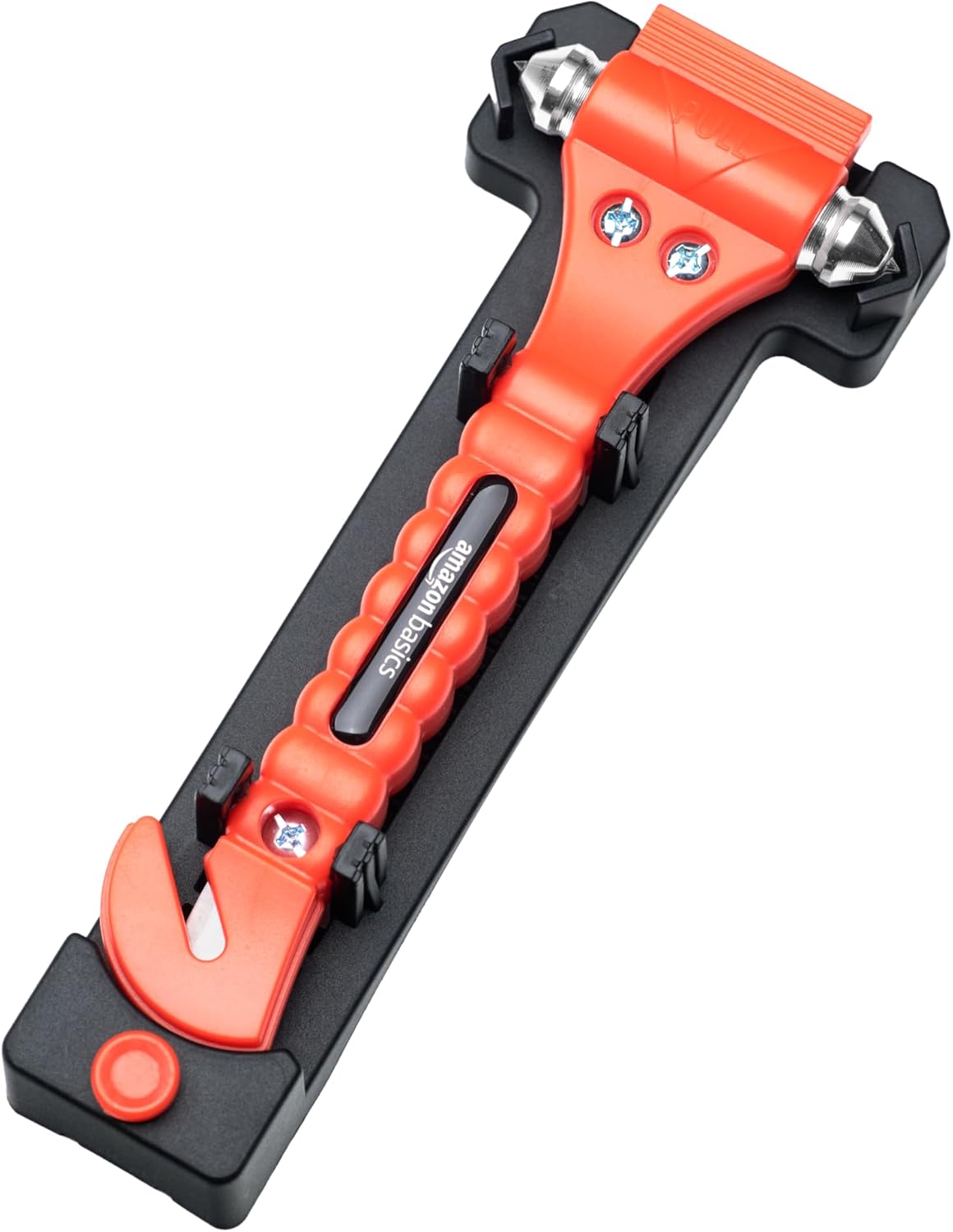 Amazon Basics Emergency Escape Tool, Window Breaker and Seatbelt Cutter, Car Safety Hammer with Protective Bracket, Bright Orange, 2 Pack, SW-835
