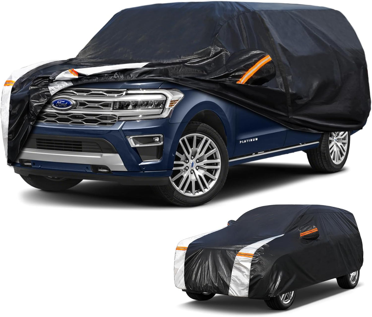 Large SUV Car Cover for Chevy Suburban 100% Waterproof All Weather, Heavy Duty Outdoor Full Exterior Covers Rain Sun Wind UV Protection. - Colors B