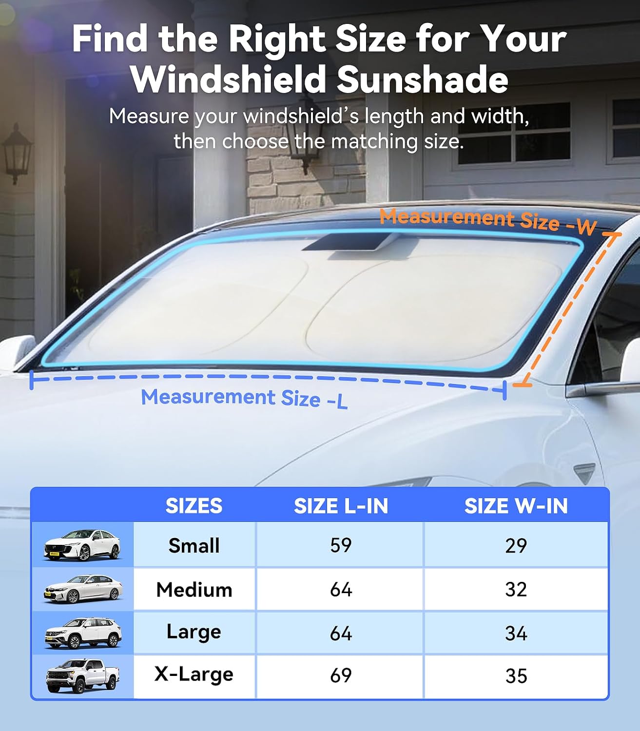 Nmoiss Ice Silk Air-Cooled Car Windshield Sun Shade, [Enjoy Superior Coolness & Comfort] 84.2% Heat Insulation UPF>50 UV Block, Interior Protection, Universal Fit for Car SUV Truck, Large 64" x 34"