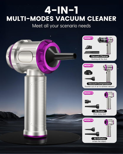 Portable Car Vacuum Cleaner 15000pa - 4 in 1 Vacuum Cleaner&Air Duster, Rechargeable Handheld Vacuum with Multi-Nozzles for Car, Home, Pet,an Ideal Gift for Both Men and Women(Pink)