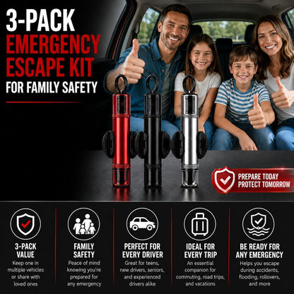 PNRNYC 3 Pack 2026 Upgraded Car Emergency Escape Tool – Window Breaker & Seatbelt Cutter, Spring-Loaded Glass Breaker for Instant Escape from Car Accident, Fire, Flood & Rollover Survival Kit