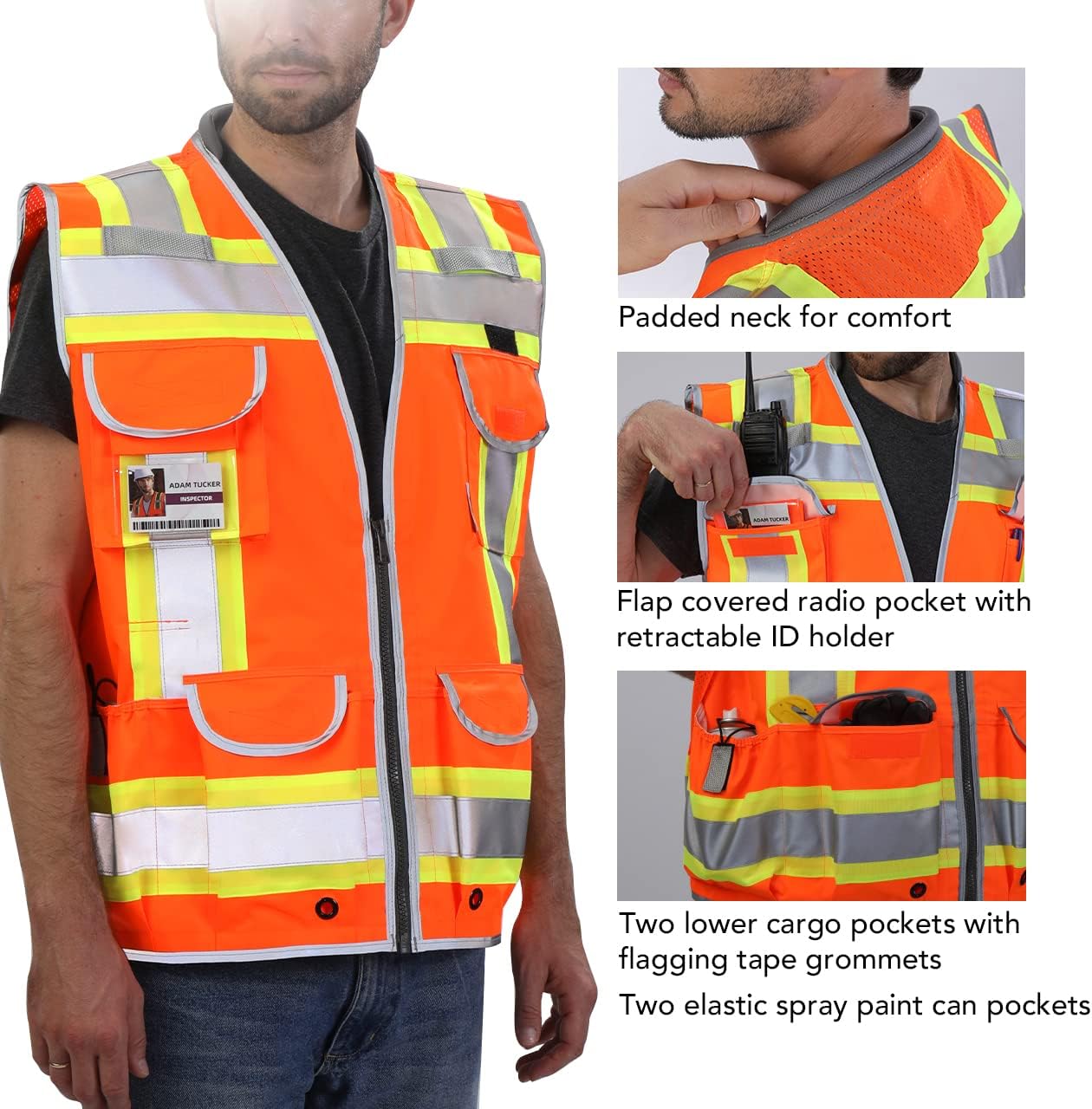 Dib Safety Reflective Mesh Vest ANSI Class 3, High Visibility with Pockets and Zipper, Made with 3M Reflective Tape, Yellow XL