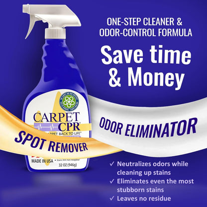 Carpet CPR Spot & Stain Remover (32 oz.) - Eliminates Stains & Odors On Carpet, Rugs, & Car Mats In Seconds, Removes Toughest Carpet Spots Permanently