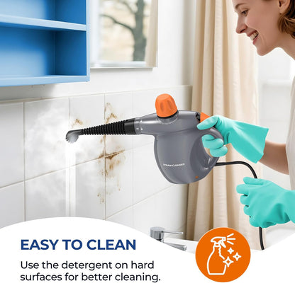 Steam Cleaner, Pressurized Handheld 13pcs Multi-Purpose Natural Deep Cleaning Steamer, Portable Steamer for Cleaning Home, Grout, Kitchen, Car, Window, Upholstery, Bathroom and Clothes, White