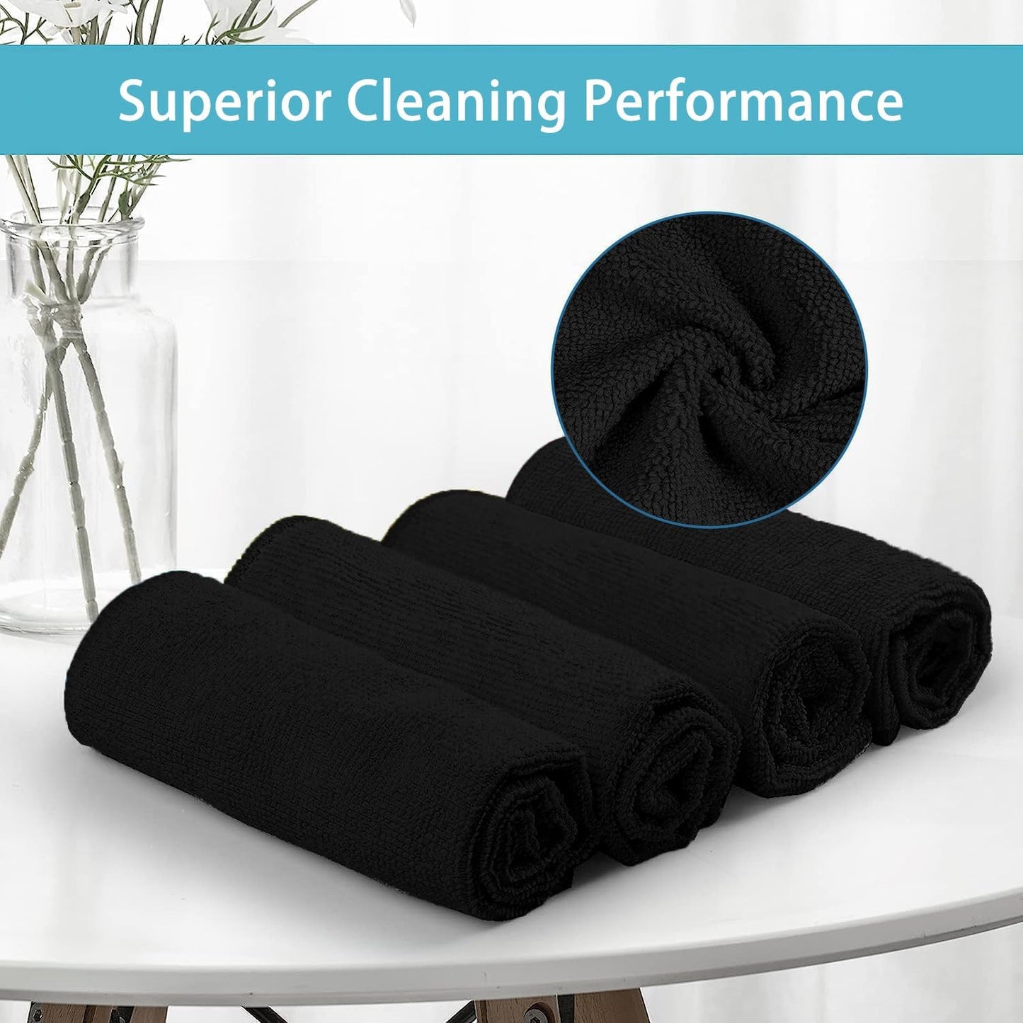 HOMEXCEL Grey Microfiber Cleaning Cloth, 12 Pack Premium Microfiber Towels for Cars, Lint Free, Scratch-Free, Highly Absorbent, Reusable Cleaning Rags for Car, Household, Kitchen, Window, 11.5"X11.5"