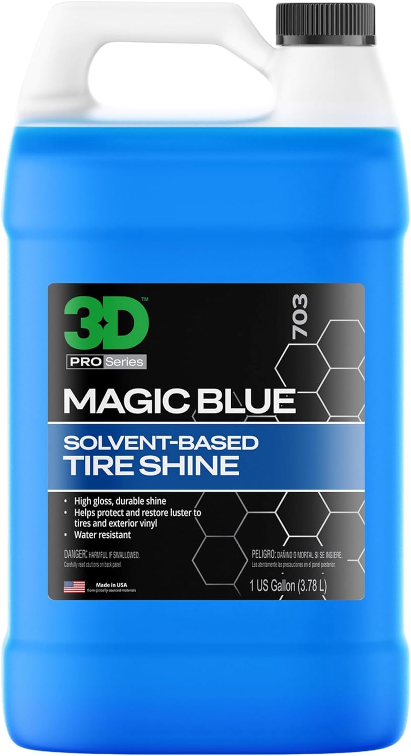 3D Magic Blue Tire Shine Spray - Water Resistant High Gloss Tire & Trim Dressing | Long Lasting Protection | No Sling, No Run Formula | Made in USA |16 oz