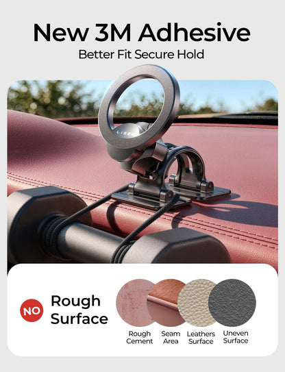 LISEN for MagSafe Car Phone Mount -Strong Magnets Magnetic Phone Holders for Your Car 2-in-1 Vent Dashboard Magnet Cell Phones Holder Mounts Car Accessories Gitfs for Men Women fit iPhone, Black | Dash Accents
