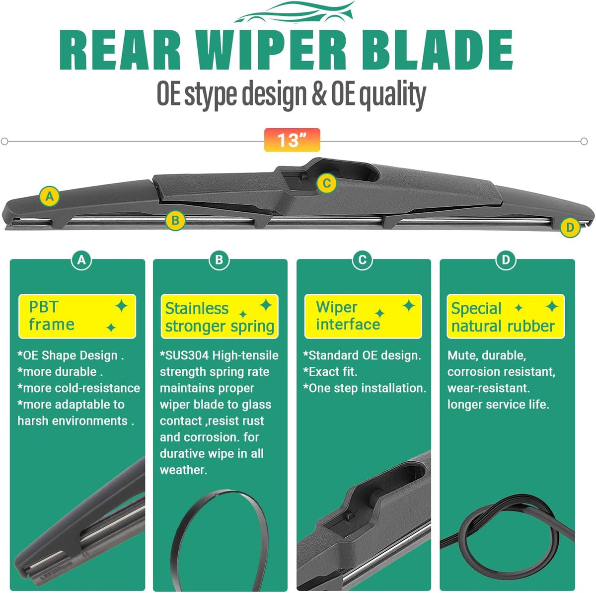 26" 16" 11" Windshield Wiper Blades Replacement for Chevrolet Chevy Trax 2024 2025 2026 Premium All Weather Front Rear Wipers Set - OEM Quality (Pack of 3) - Colors B