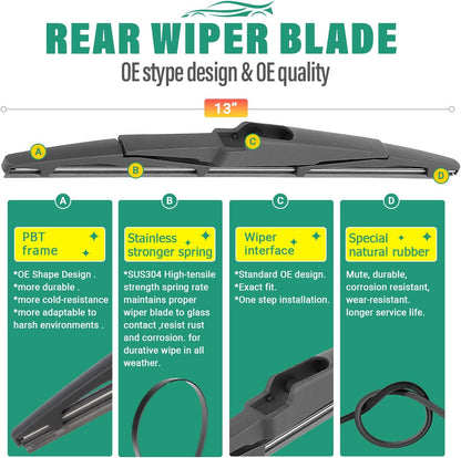 26" 16" 11" Windshield Wiper Blades Replacement for Chevrolet Chevy Trax 2024 2025 2026 Premium All Weather Front Rear Wipers Set - OEM Quality (Pack of 3) - Colors B