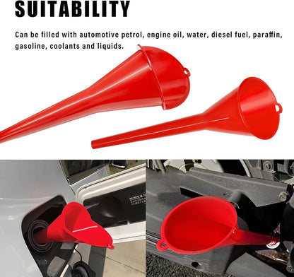 DXNQ Oil Funnel, Automotive Multi-Function Plastic Fuel Funnel with Long Neck, Universal Engine Oil Funnel for Filling Oils Gas Lubricants and Fluids, Car Accessories (Black)