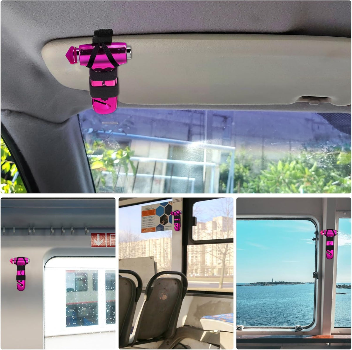 Window Breaker, 3-in-1 Emergency Escape Tool with seat Belt Cutter and Glass Breaker, Safety Emergency Car Escape Tool for Car, Electroplating Pink