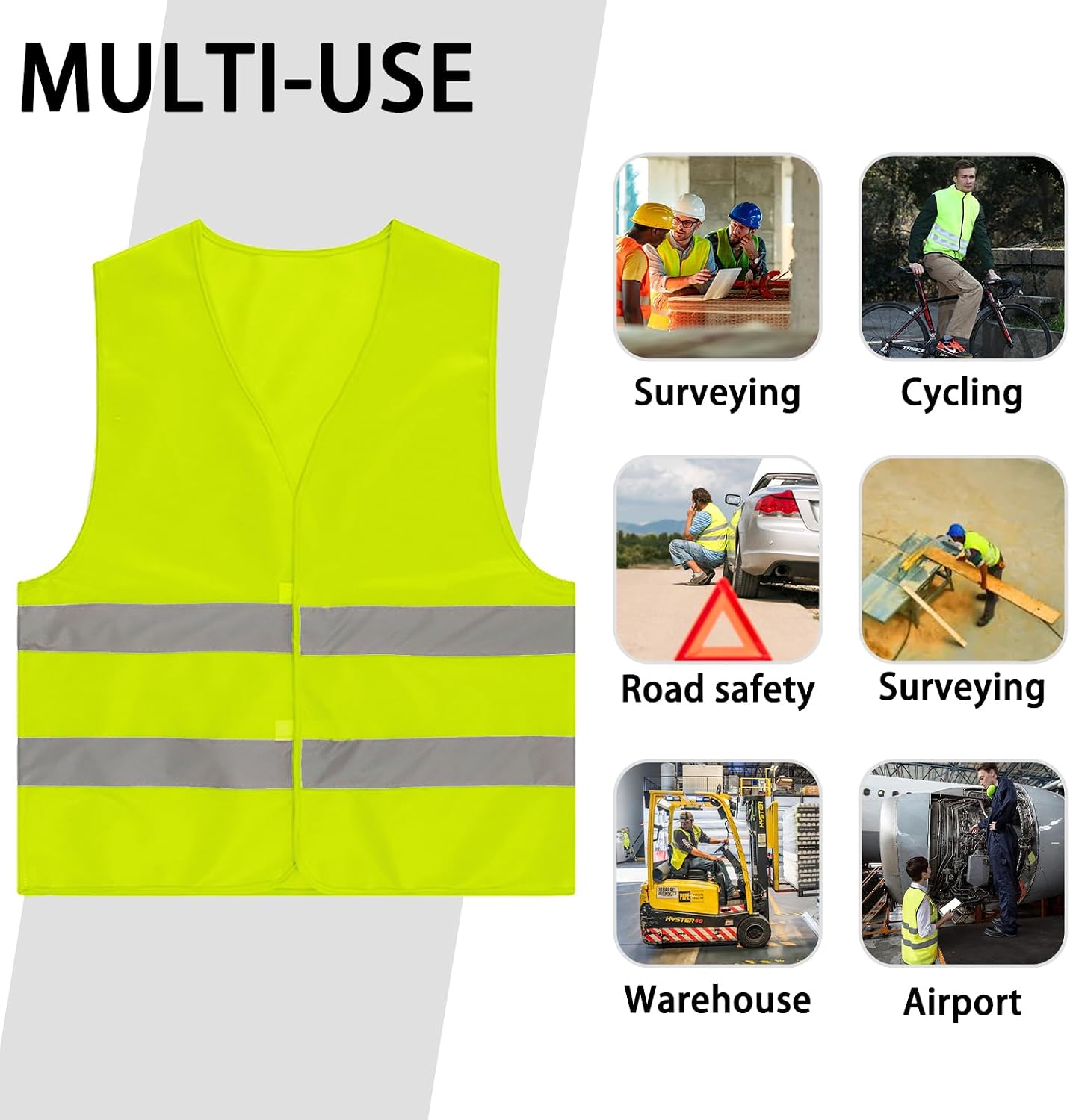 Hao Zhu 2 Pack Hi Vis Safety Vests with 2 Reflective Stripes,for Traffic Work, Running, Surveyor and Guard Construction Vest