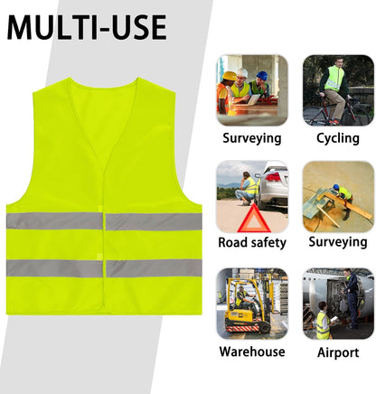 Hao Zhu 2 Pack Hi Vis Safety Vests with 2 Reflective Stripes,for Traffic Work, Running, Surveyor and Guard Construction Vest