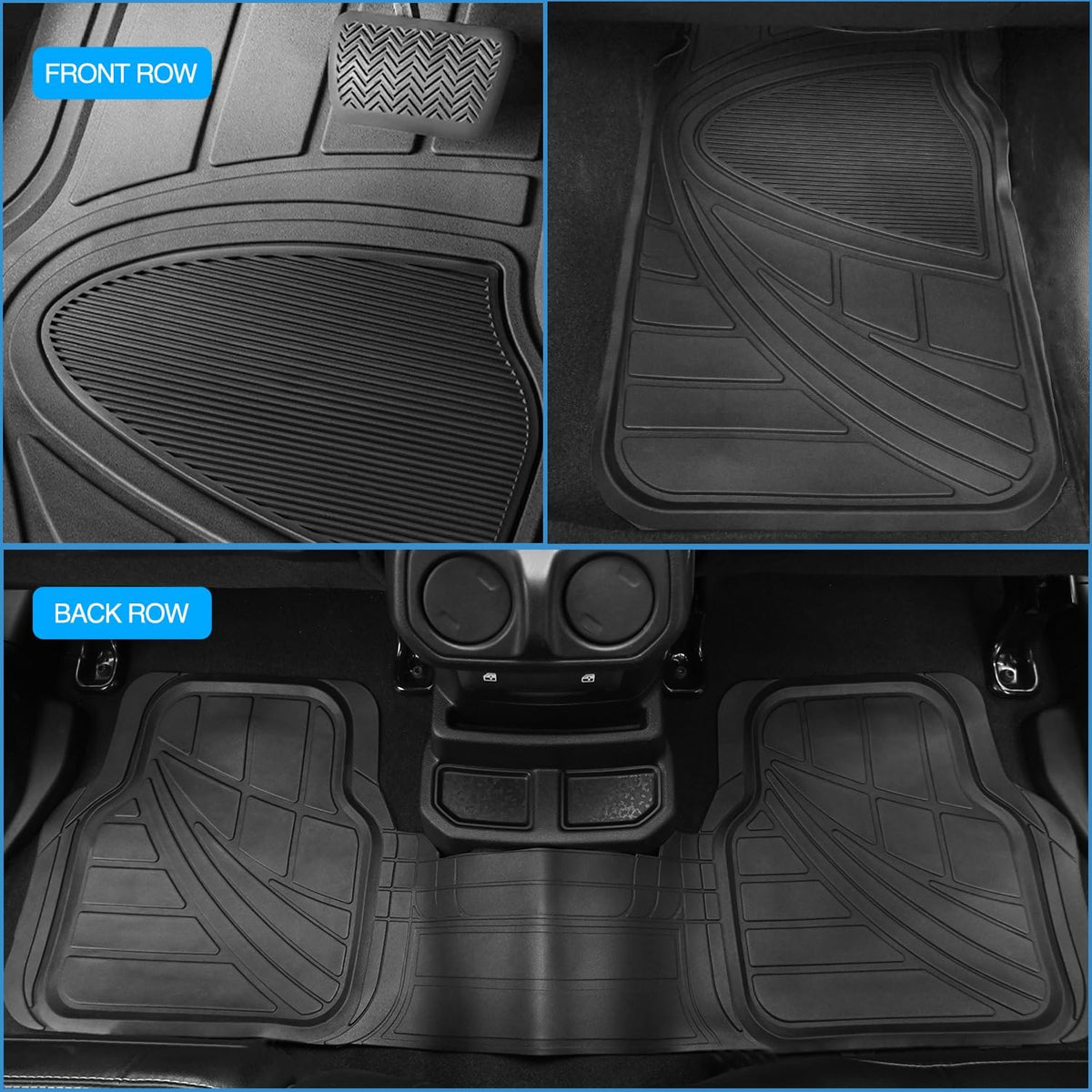 Nilight Rubber Cargo Mats for Cars Trucks SUVs,Universal Trim to fit for Most Vehicles,All Weather Protection Heavy Duty Cargo Liners