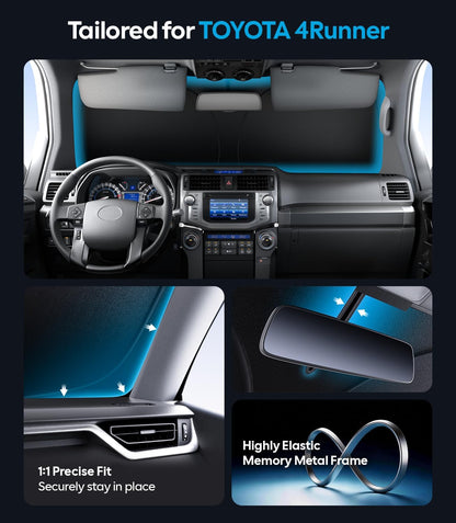 Wigoo Tesla New Model Y Accessories Windshield Sunshade [OEM Design, 100% Sun Blockage] Foldable Heat Insulation Sunshade with Storage Bag, for Model Y 2020~2026 (Juniper), Silver Coating - Colors B
