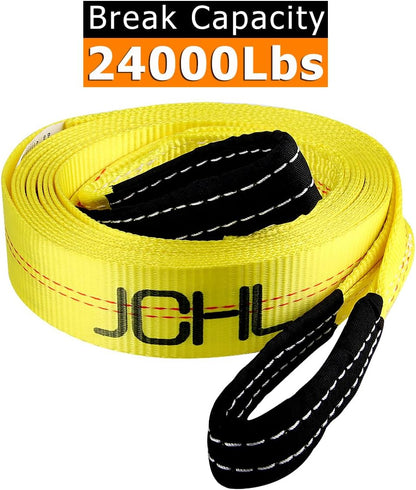 Recovery Tow Strap with Reinforced Loops 2inx20ft Heavy Duty 26,000lb Break Strength Vehicle Recovery Rope for for Car Truck Jeep ATV SUV Reinforced Loops, Protective Sleeves