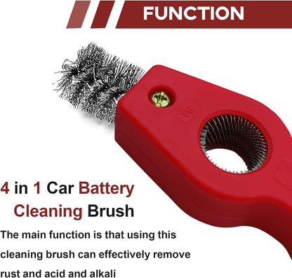4 in 1 Car Battery Terminal Cleaning Brush, Anti-Rust Auto Battery Cleaner Brush Tool, Universal for Automotive and Marine for Plumbing Installation Soldering Brazing, Car Accessories (Blue)