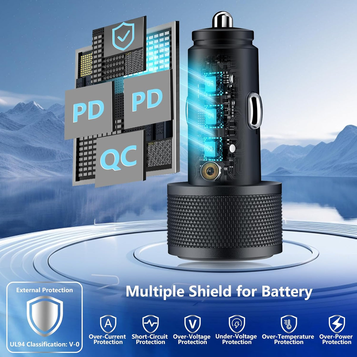 USB C Car Charger, Rombica 2Pack 3-Port 67W Dual PD USB-C&USB-A Car Power Cigarette Lighter USB Charger 3 in 1 PD/QC Type C Fast Car Charge for iPhone 17 17 Pro Max 16 15 14 13 12/Galaxy S26 S25/Pixel