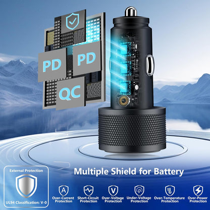 USB C Car Charger, Rombica 2Pack 3-Port 67W Dual PD USB-C&USB-A Car Power Cigarette Lighter USB Charger 3 in 1 PD/QC Type C Fast Car Charge for iPhone 17 17 Pro Max 16 15 14 13 12/Galaxy S26 S25/Pixel