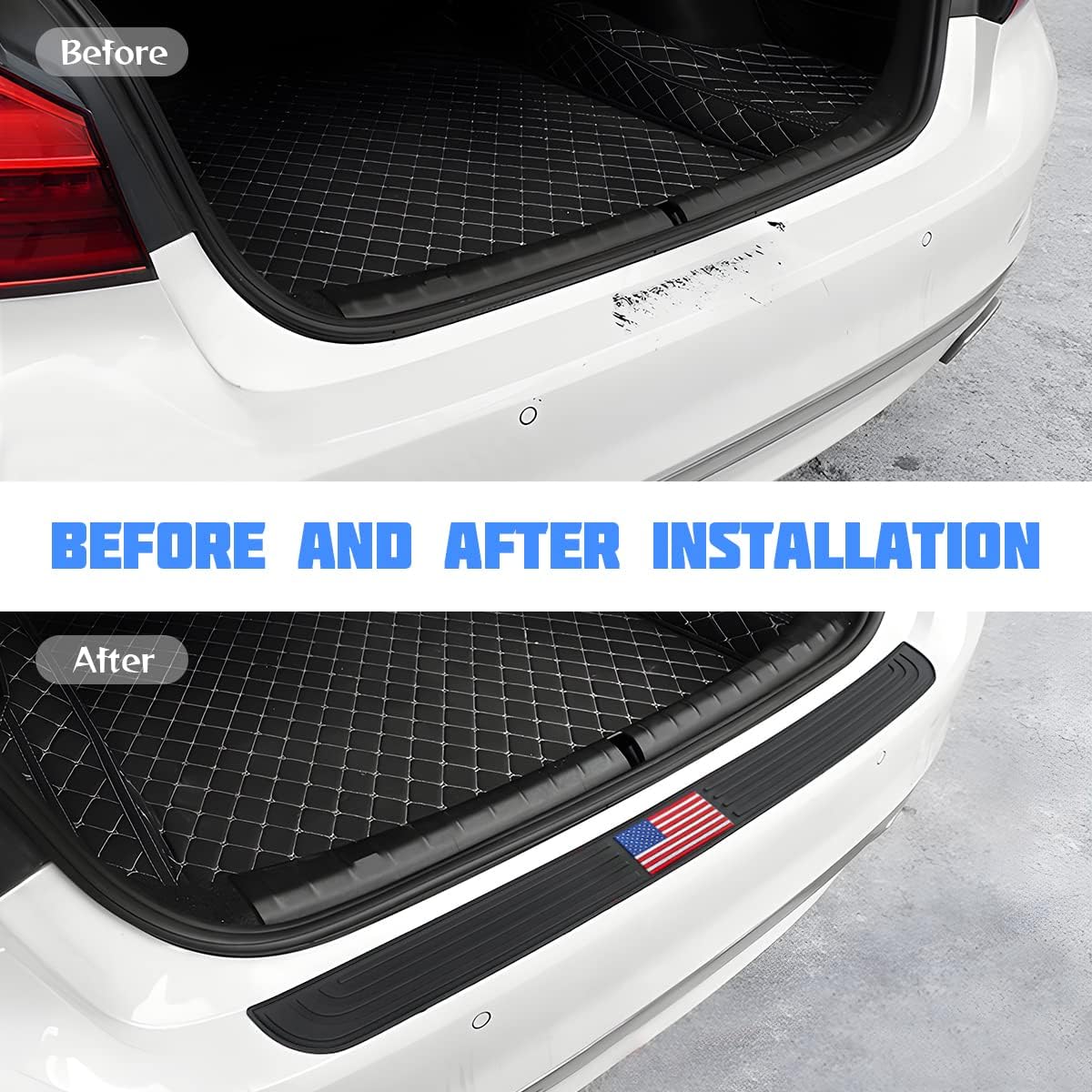 Car Rear Bumper Protector Guard, Anti-Scratch Abrasion Rubber Trunk Door Entry Sill Guard, Non-Slip Vehicle Trim Cover Protection Strip, Car Accessories for Most Cars and SUV (Black/Red/35.4" x2.7)