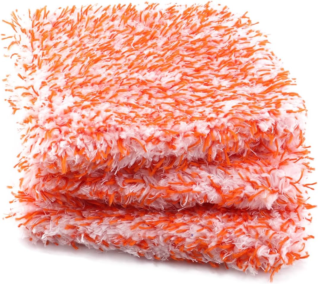 SPTA Microfiber Car Wash Mitt, 3Pcs Car Sponge Glove Wrapped in Soft, Plush Fiber Cloth Material, Safe Washing with Any Car Soap, Bucket, Foam Gun, Foam Cannon, Other Cleaning Supplies