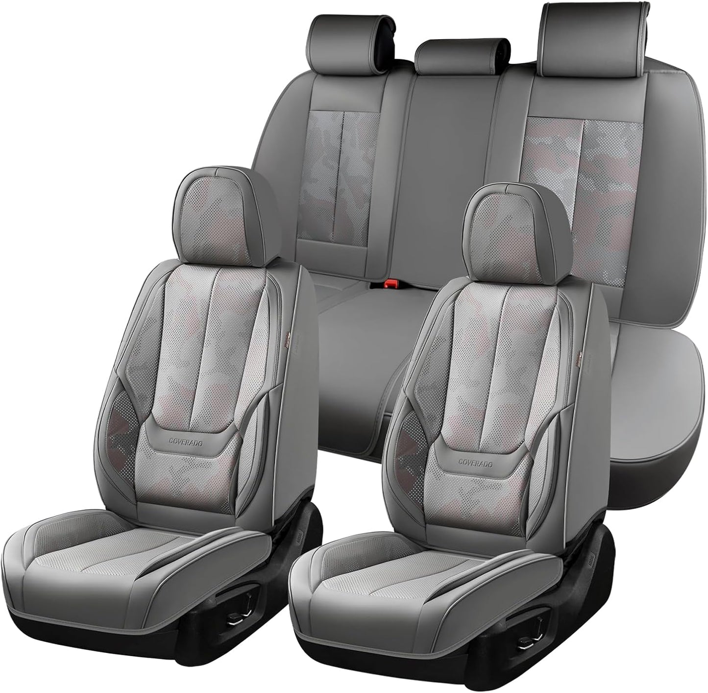 Coverado Seat Covers Full Set, Black Seat Covers for Cars 5 Seats, Car Seat Protector, Waterproof Nappa Leather Car Seat Cushion, Front and Rear Car Seat Cover Fit for Most Sedans SUV Pick-up Truck - Colors B