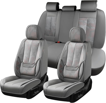 Coverado Seat Covers Full Set, Black Seat Covers for Cars 5 Seats, Car Seat Protector, Waterproof Nappa Leather Car Seat Cushion, Front and Rear Car Seat Cover Fit for Most Sedans SUV Pick-up Truck - Colors B
