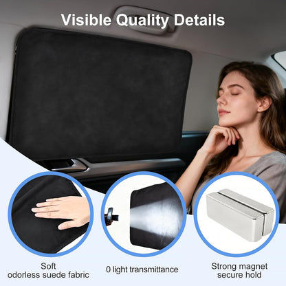 XCBYT Magnetic Car Side Window Shades 4 Pack, 100% Blackout Privacy | Blackout privacy for camping, naps & work. Keeps your car cool. Fits steel frames only, measure first. Handle magnets gently