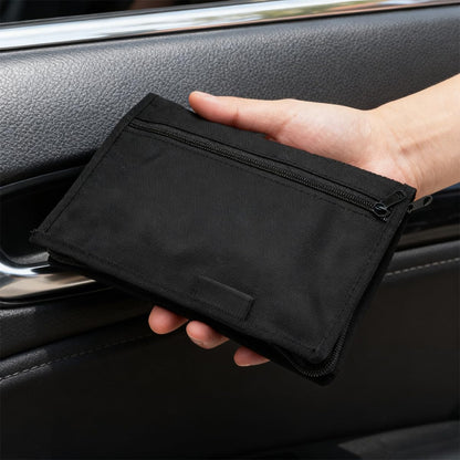 Car Glove Box Compartment Organizer, Zippered Multi-Pocket Vehicle Registration Insurance Document Holder, Automotive License Cards Glove Bag Pouch Accessories, Universal Fit