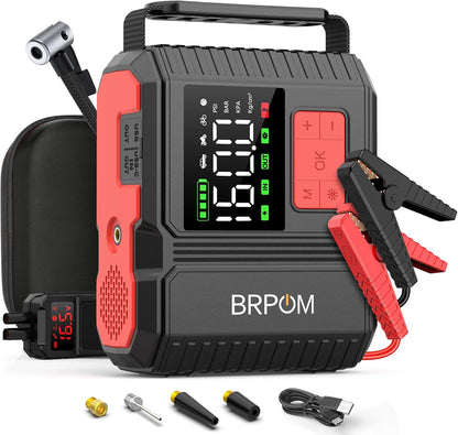 Car Jump Starter with Air Compressor, 9000A Peak 26800mah (Up to All Gas or 12.0L Diesel Engine, 50 Times) Portable160PSI Jump Starter 12V Auto Battery Jump Pack Quick Charge