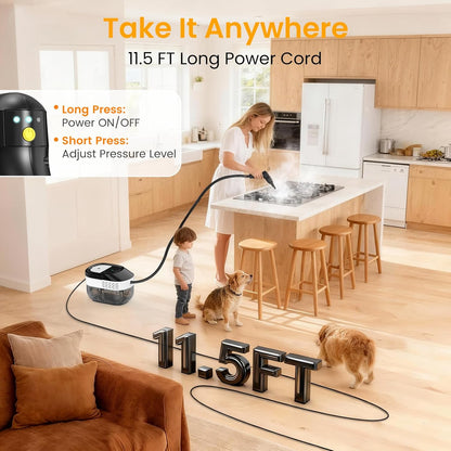 Pressurized Steam Cleaner 1.6L, 3-Level Adjustable Steamer for Cleaning, 10s Heat-Up, 2500W Handheld Steamer Cleaner for Home, Car, Kitchen, Floor, Multi-Surface Cleaning Machine, 19pcs Accessories